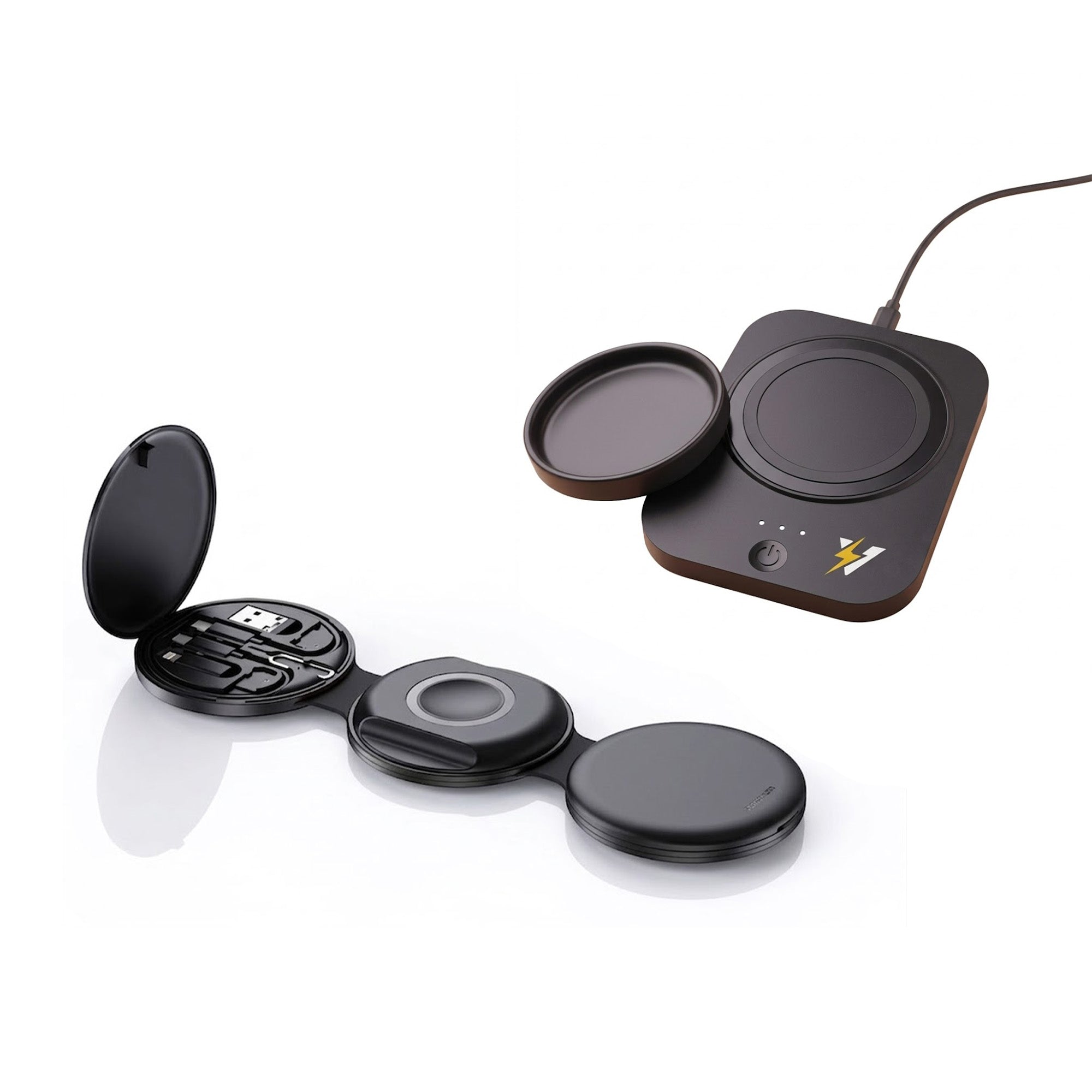 Complete Wireless Charging & Comfort Bundle – Sip & Charge 2-in-1 Mug Warmer + 5-in-1 Folding Charging Station