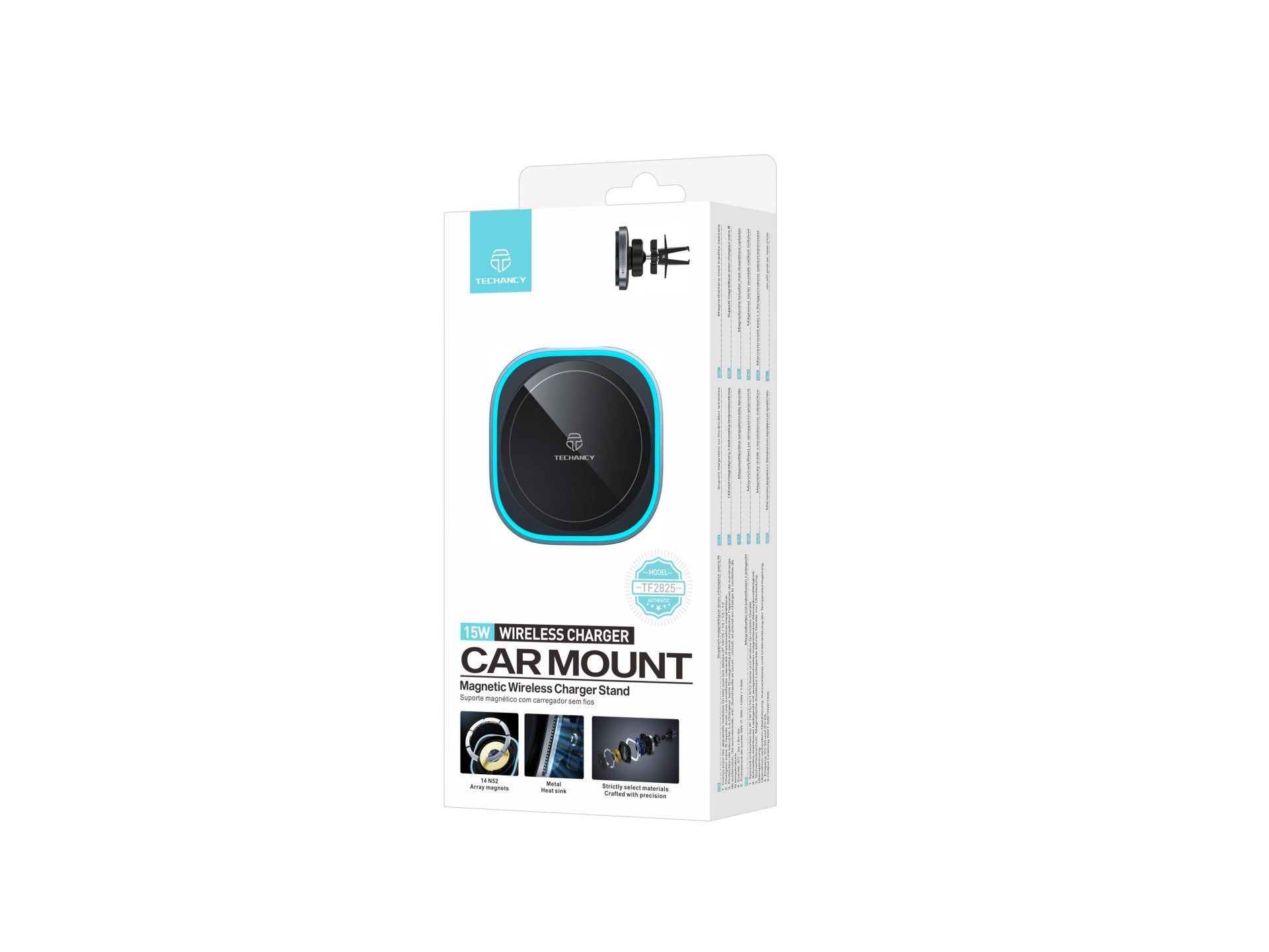 Techancy Suporte Magnético  TF2825, carregador sem fio 15W, compatível com MagSafe, LED, carregamento rápido