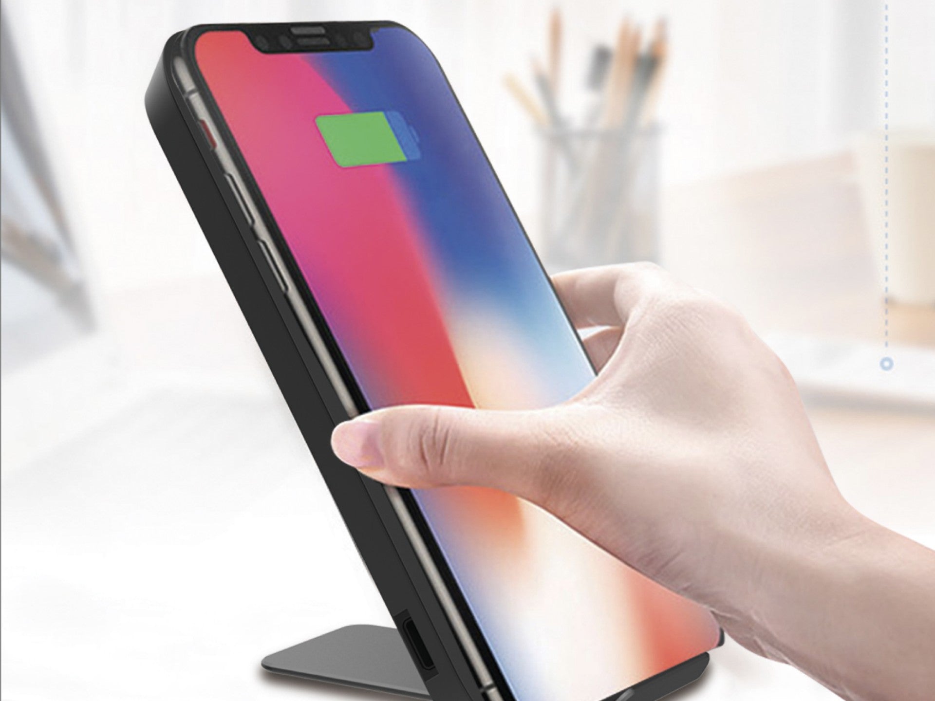 Carregador sem fios Techancy 10 W para telemóveis, TF2771, com suporte para telemóvel, preto